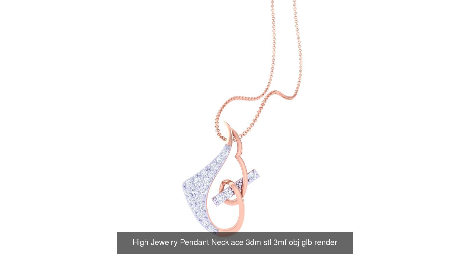 59 High Jewelry Pendant Necklace 3dm stl 3mf obj glb render 3D Model Collection_45