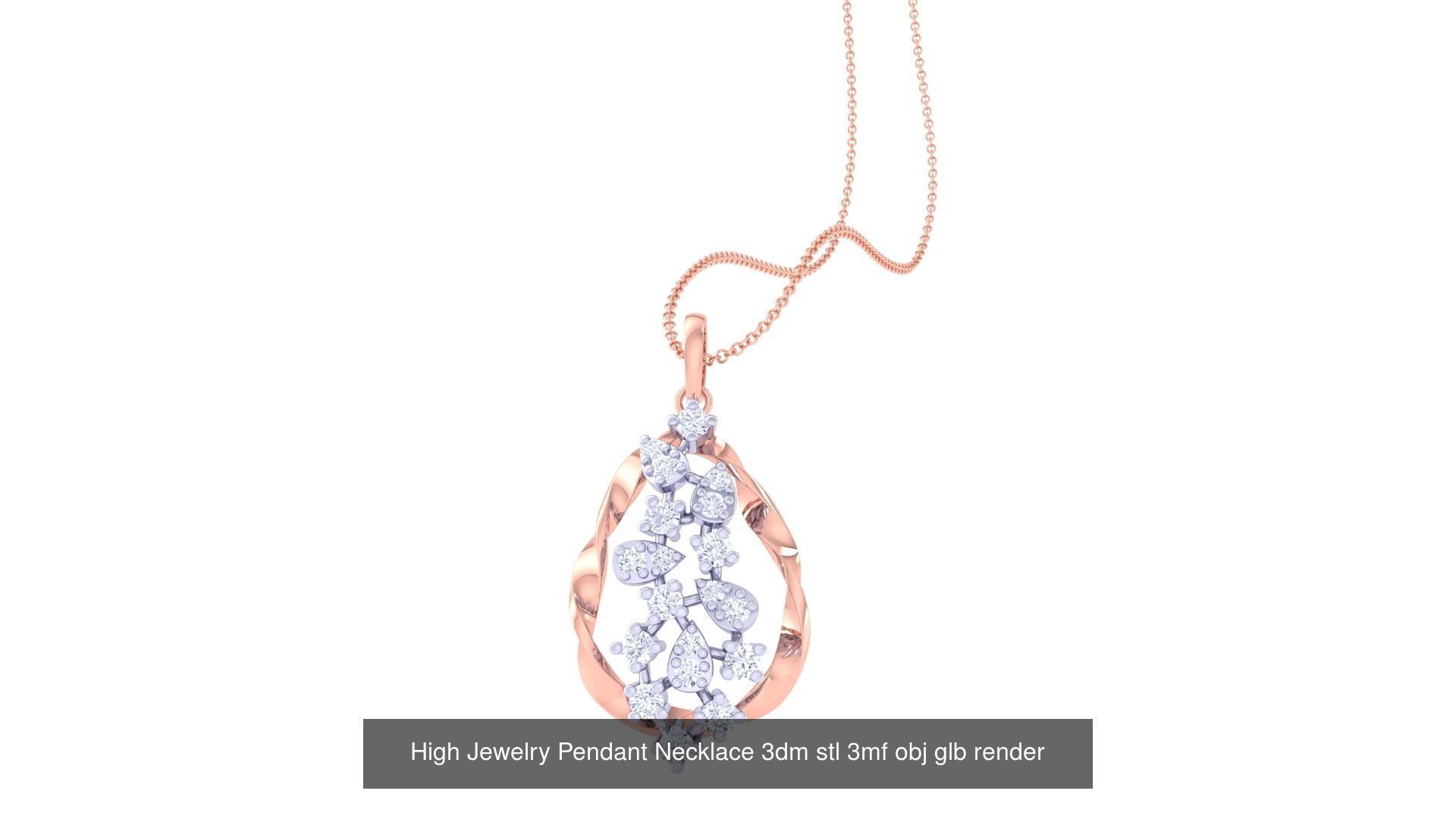 59 High Jewelry Pendant Necklace 3dm stl 3mf obj glb render 3D Model Collection_12