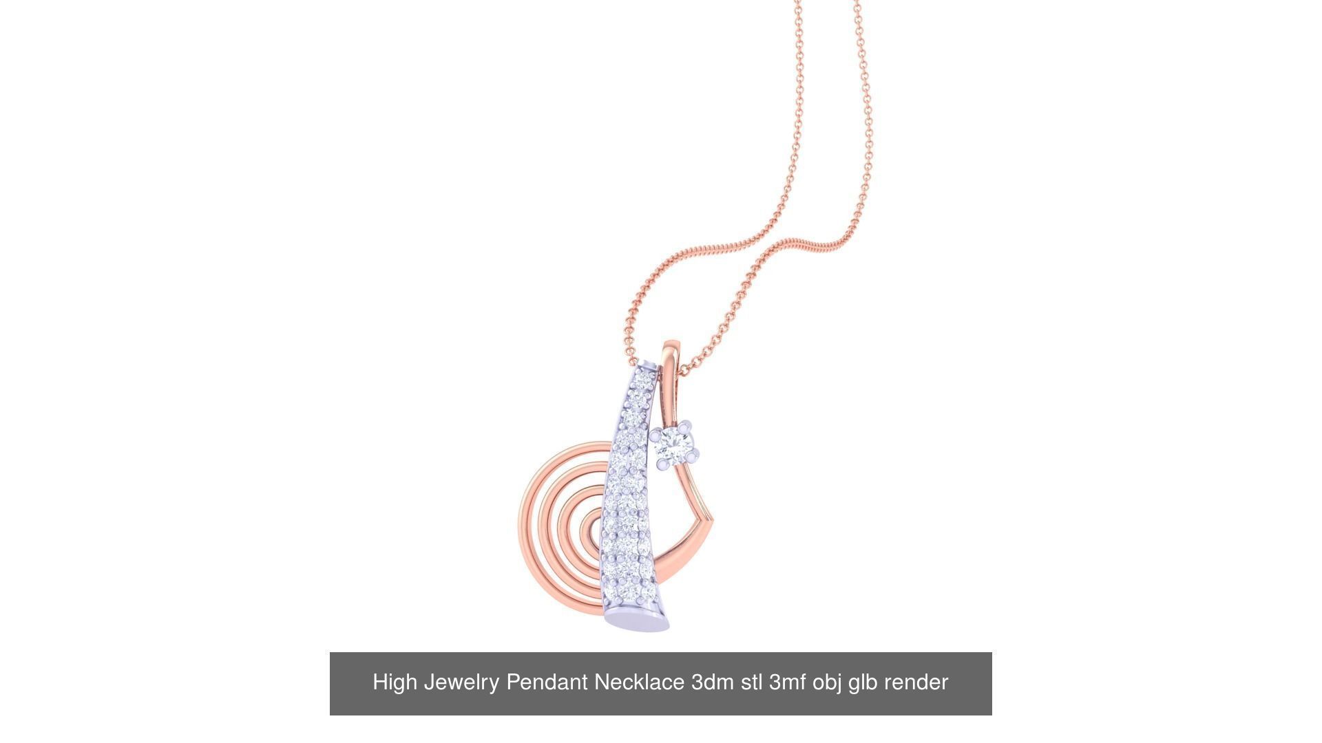 59 High Jewelry Pendant Necklace 3dm stl 3mf obj glb render 3D Model Collection_55