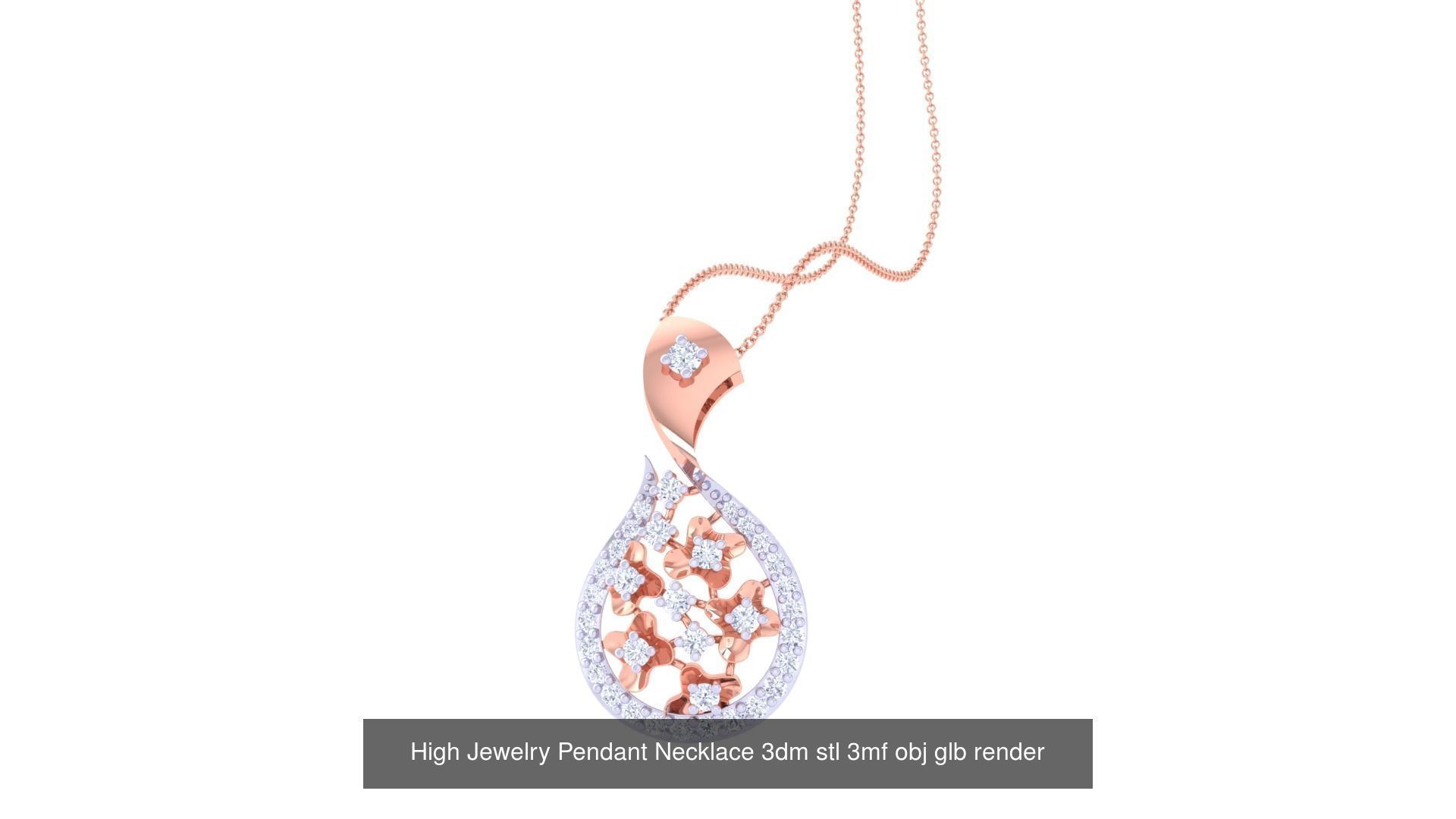 59 High Jewelry Pendant Necklace 3dm stl 3mf obj glb render 3D Model Collection_43