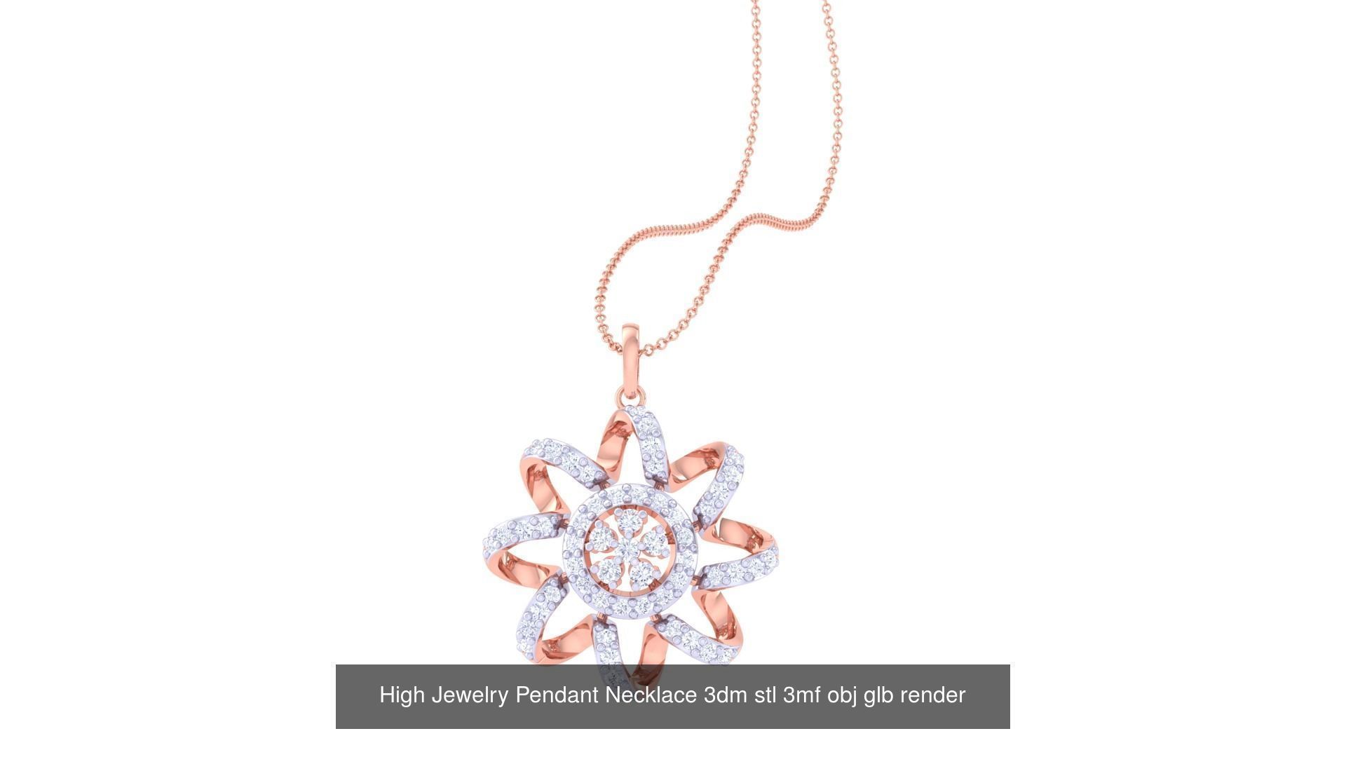 59 High Jewelry Pendant Necklace 3dm stl 3mf obj glb render 3D Model Collection_17