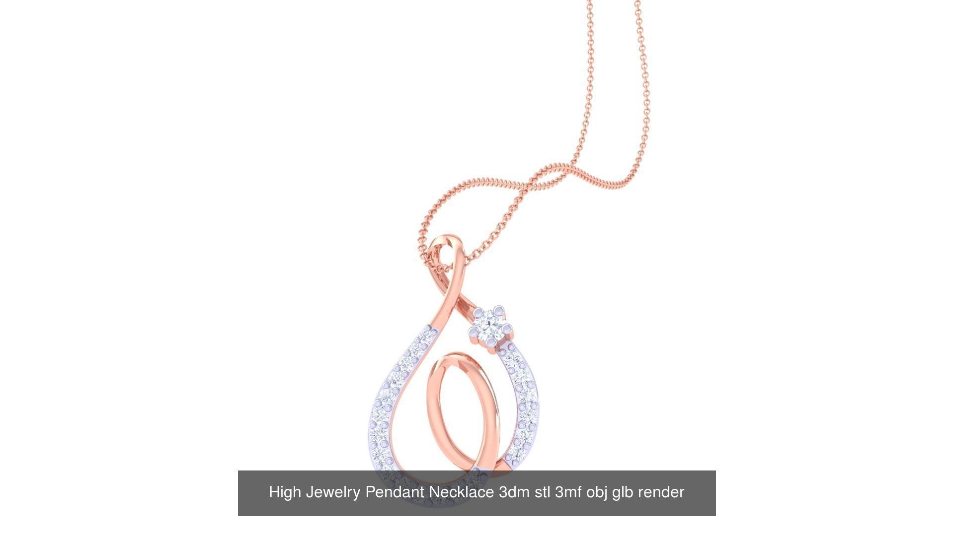 59 High Jewelry Pendant Necklace 3dm stl 3mf obj glb render 3D Model Collection_39