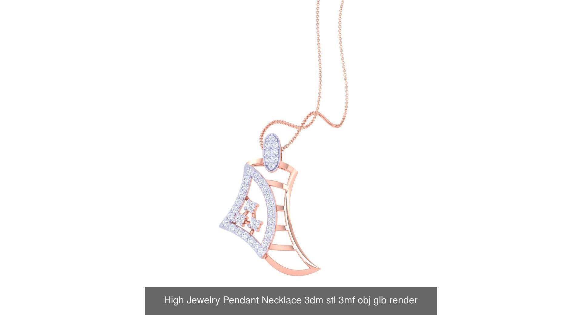 59 High Jewelry Pendant Necklace 3dm stl 3mf obj glb render 3D Model Collection_59