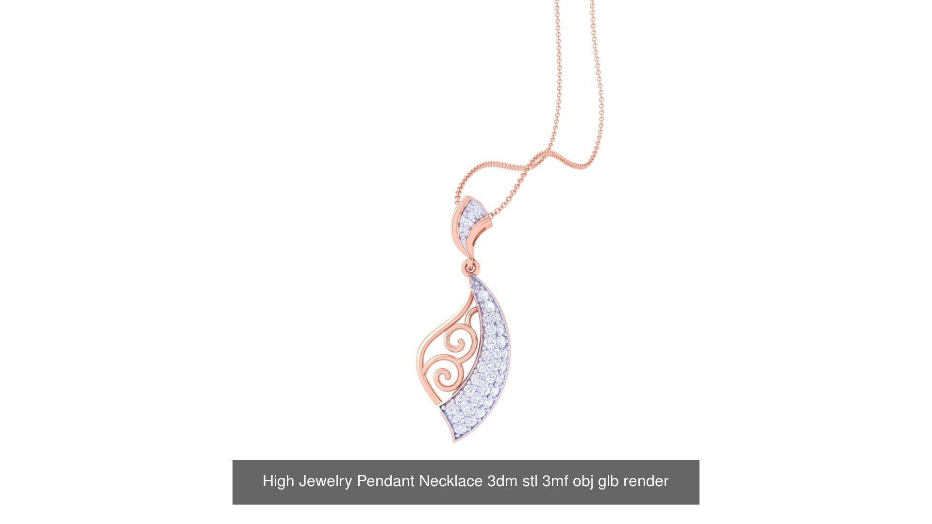 59 High Jewelry Pendant Necklace 3dm stl 3mf obj glb render 3D Model Collection_22