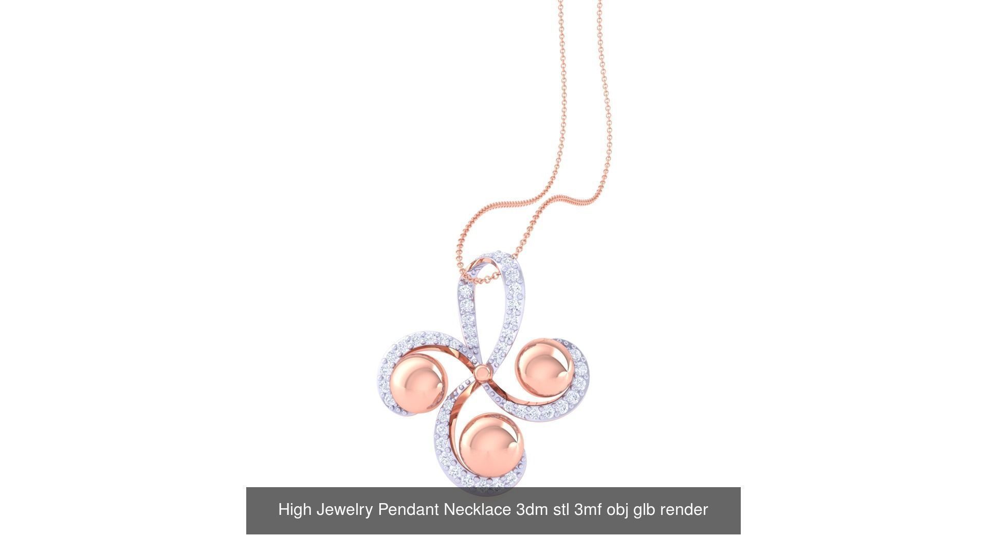 59 High Jewelry Pendant Necklace 3dm stl 3mf obj glb render 3D Model Collection_33