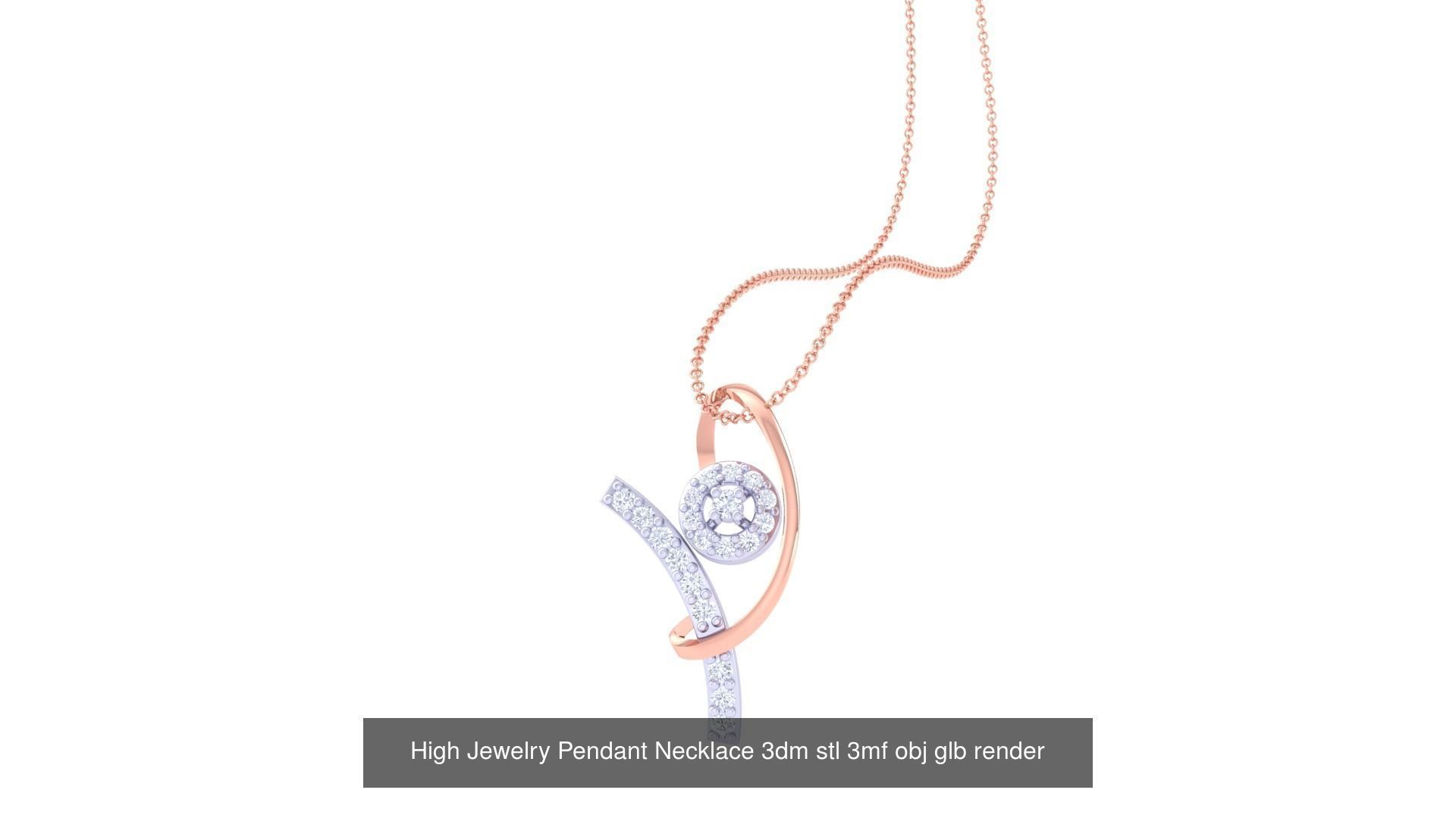 59 High Jewelry Pendant Necklace 3dm stl 3mf obj glb render 3D Model Collection_28