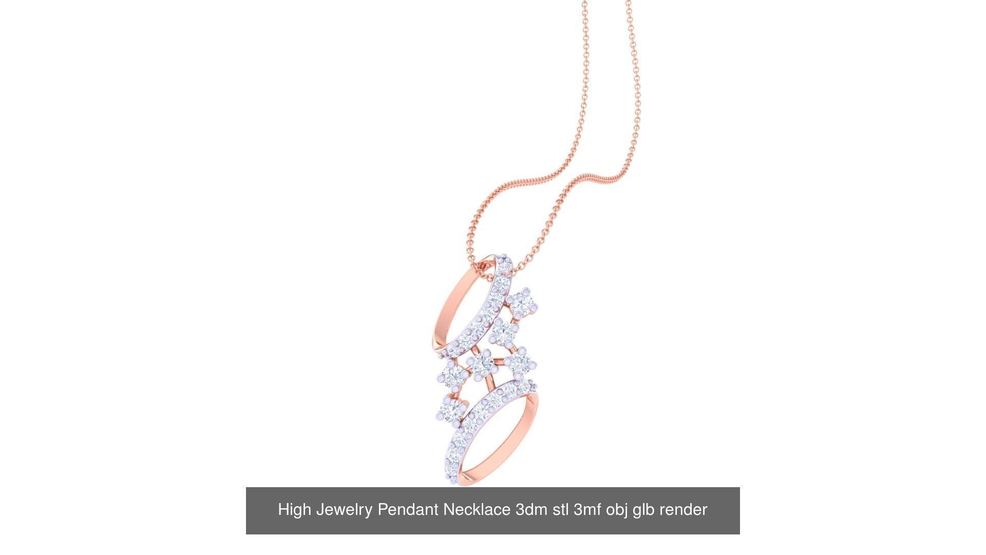 59 High Jewelry Pendant Necklace 3dm stl 3mf obj glb render 3D Model Collection_21