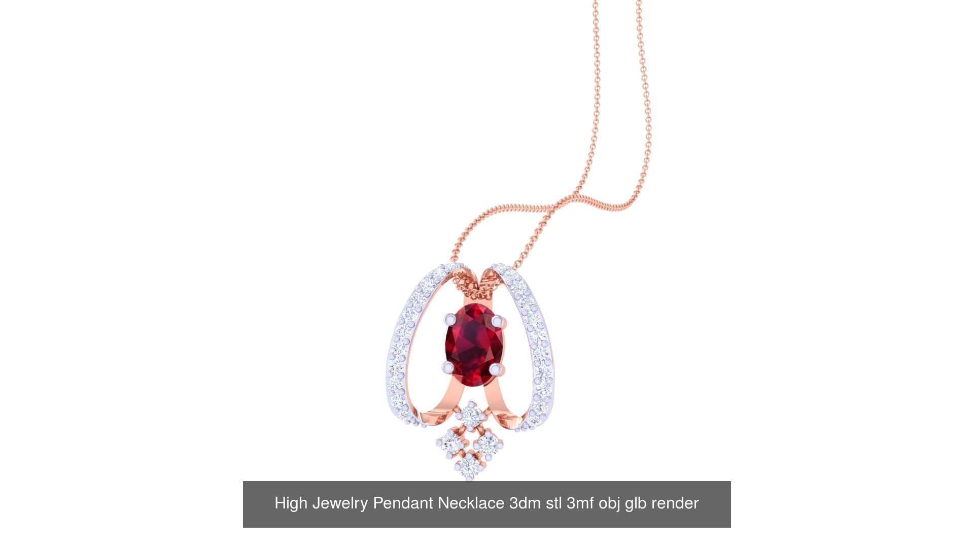 59 High Jewelry Pendant Necklace 3dm stl 3mf obj glb render 3D Model Collection_24