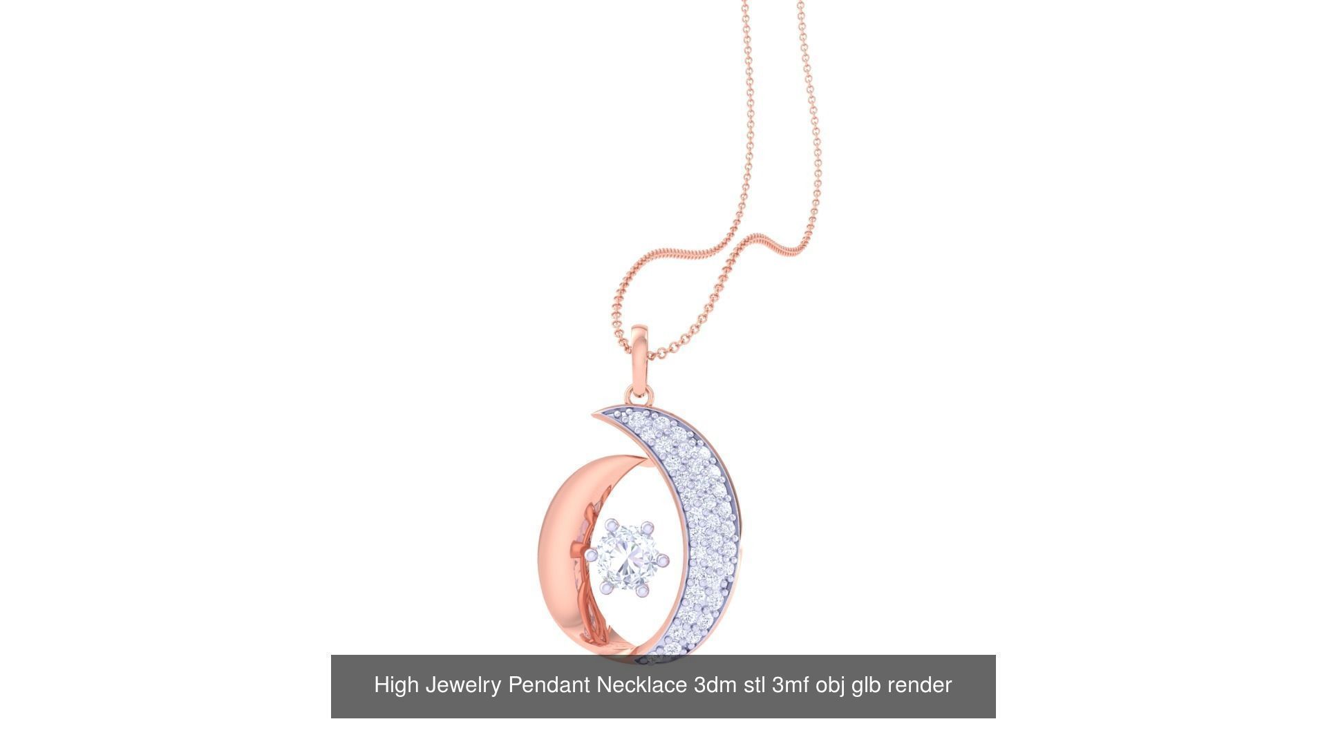 59 High Jewelry Pendant Necklace 3dm stl 3mf obj glb render 3D Model Collection_56