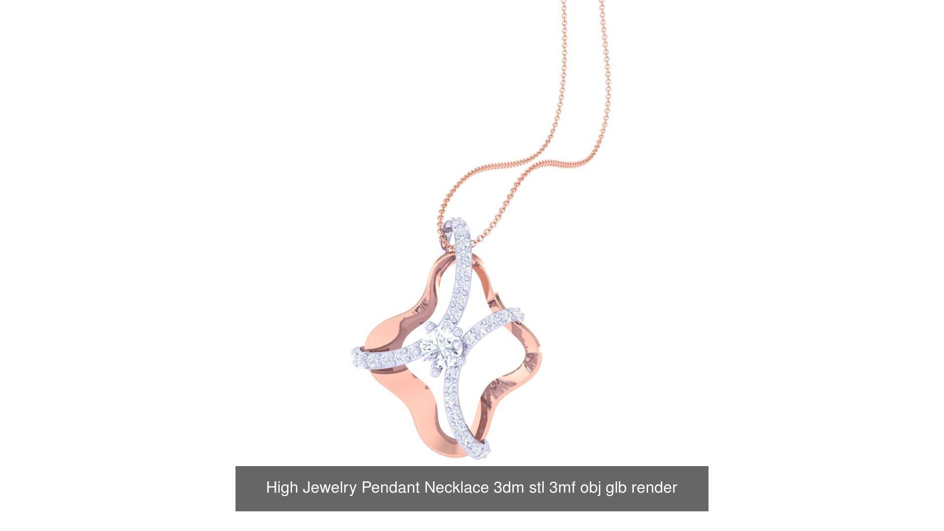 59 High Jewelry Pendant Necklace 3dm stl 3mf obj glb render 3D Model Collection_11
