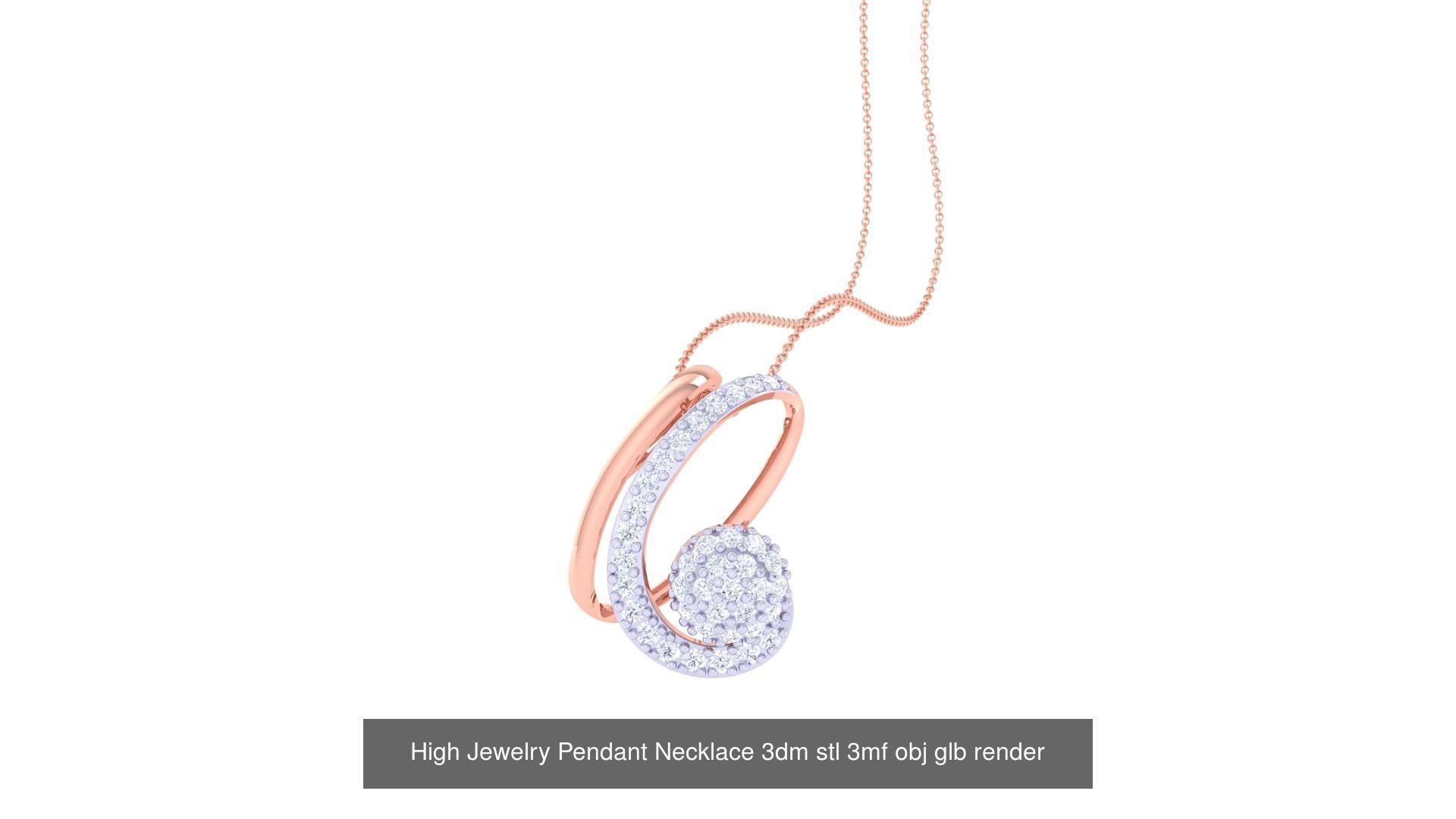 59 High Jewelry Pendant Necklace 3dm stl 3mf obj glb render 3D Model Collection_34