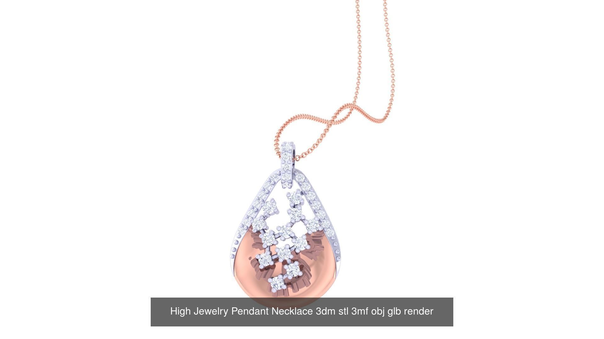 59 High Jewelry Pendant Necklace 3dm stl 3mf obj glb render 3D Model Collection_46