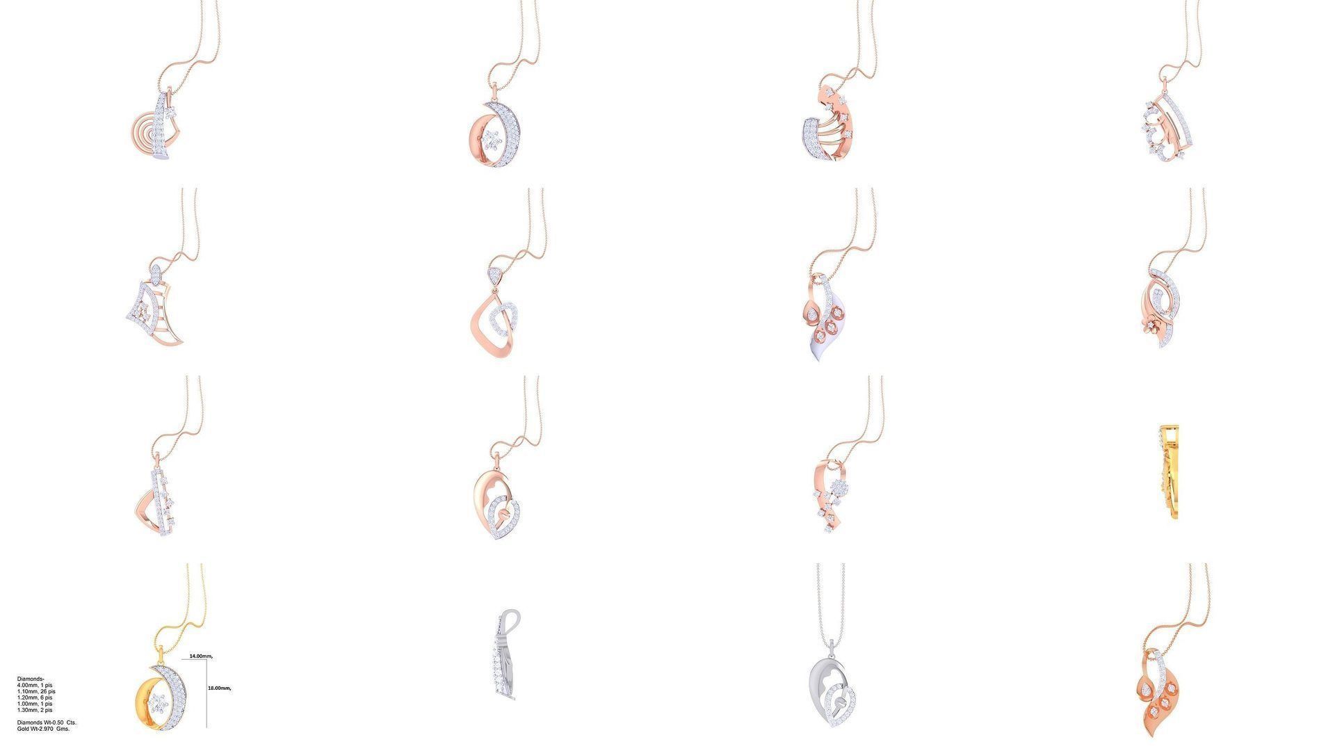 59 High Jewelry Pendant Necklace 3dm stl 3mf obj glb render 3D Model Collection_5