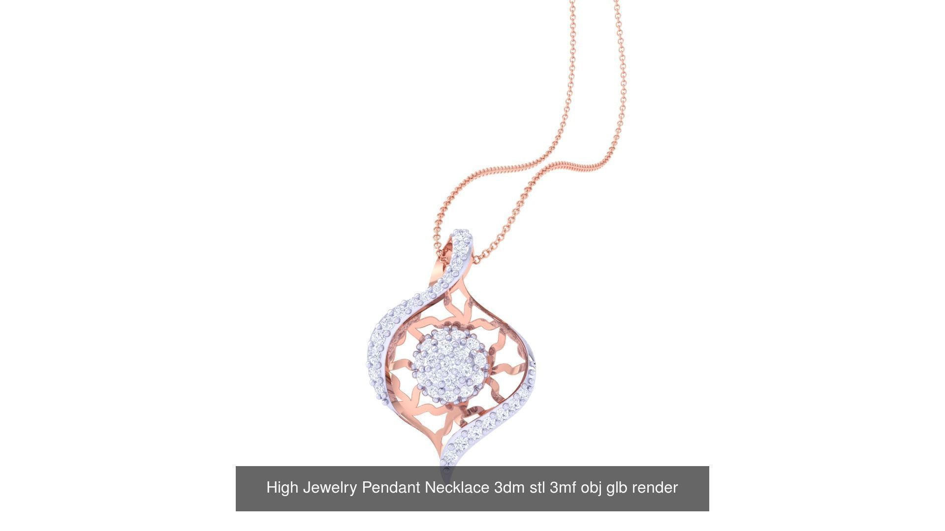 59 High Jewelry Pendant Necklace 3dm stl 3mf obj glb render 3D Model Collection_13