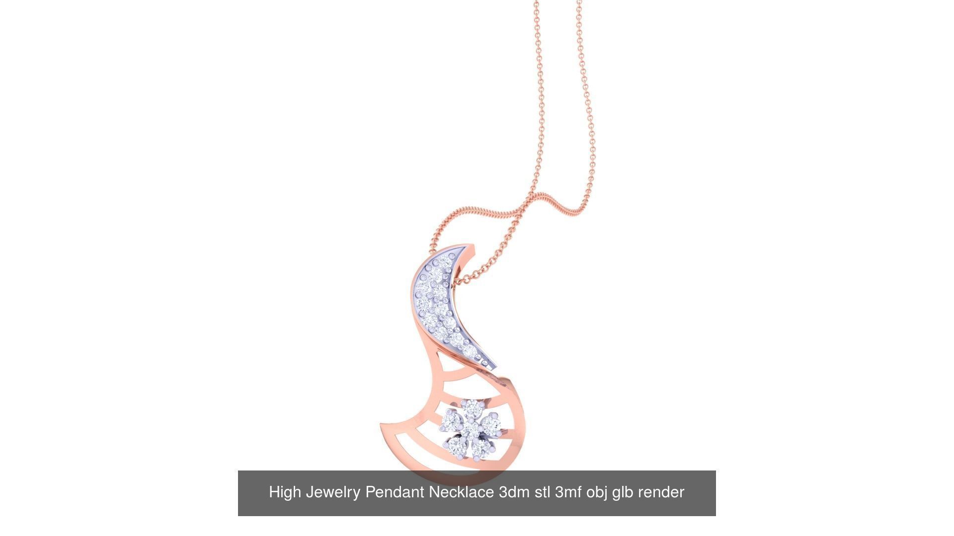59 High Jewelry Pendant Necklace 3dm stl 3mf obj glb render 3D Model Collection_42