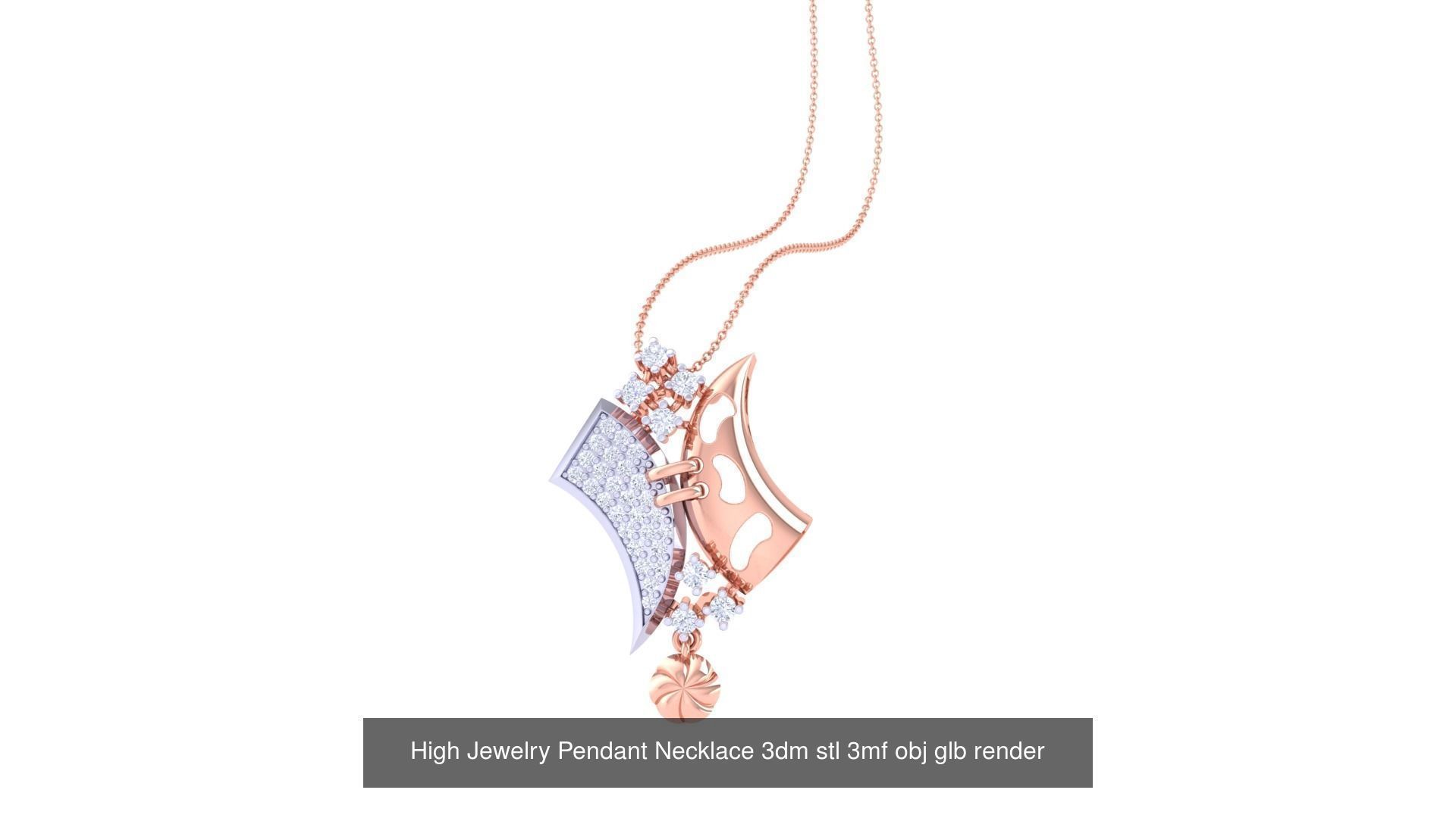 59 High Jewelry Pendant Necklace 3dm stl 3mf obj glb render 3D Model Collection_8