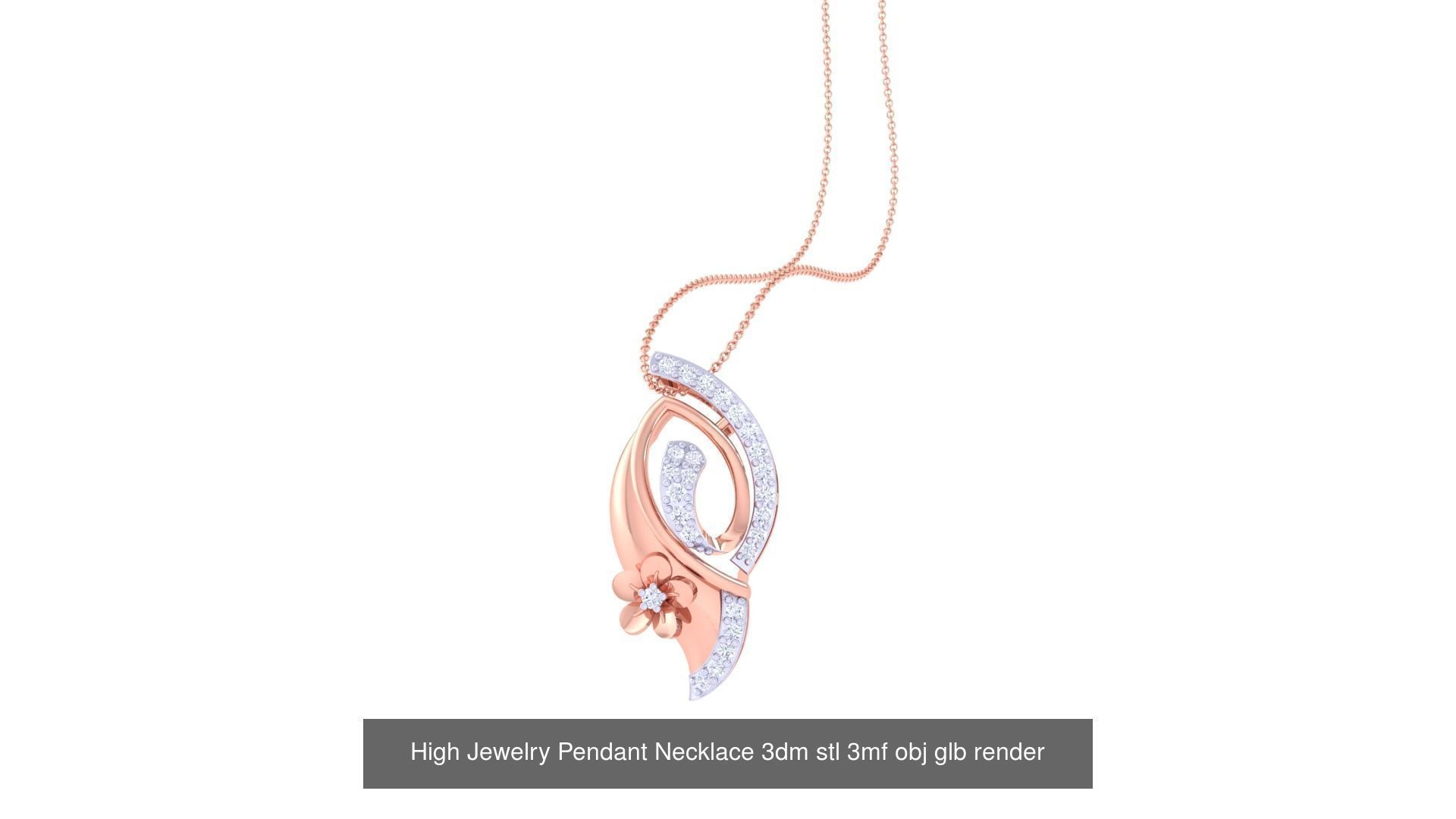 59 High Jewelry Pendant Necklace 3dm stl 3mf obj glb render 3D Model Collection_62