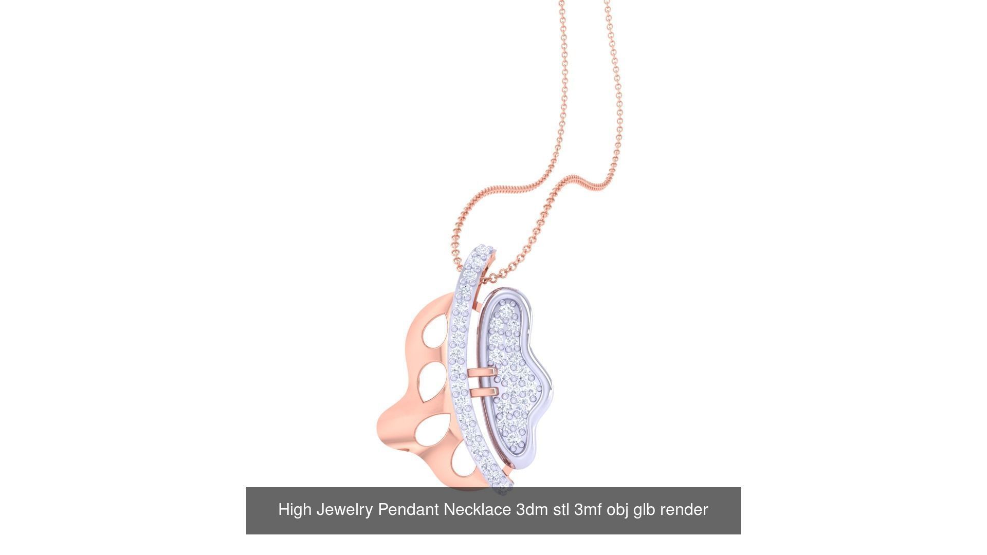 59 High Jewelry Pendant Necklace 3dm stl 3mf obj glb render 3D Model Collection_7