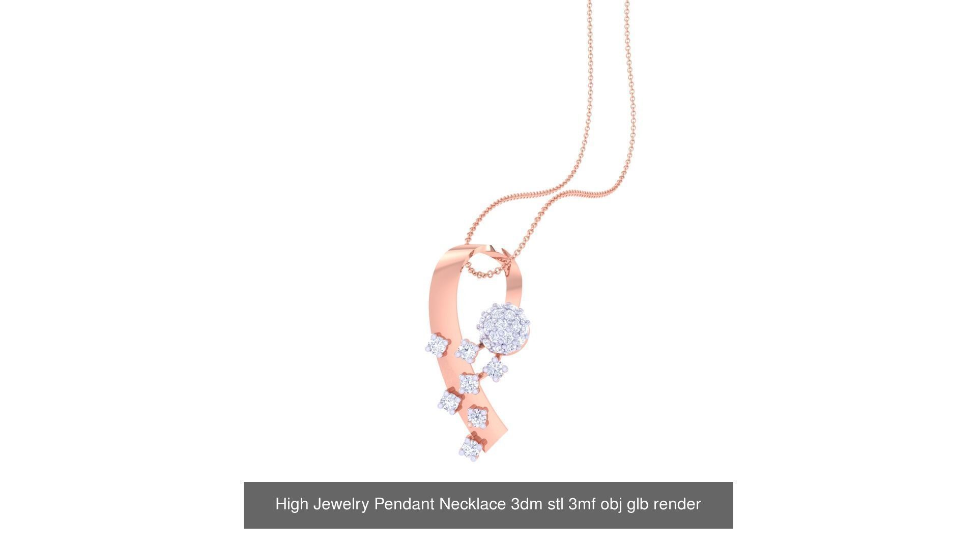 59 High Jewelry Pendant Necklace 3dm stl 3mf obj glb render 3D Model Collection_65