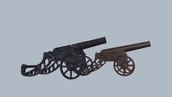 Cannon 2 versions Low-poly 3D model