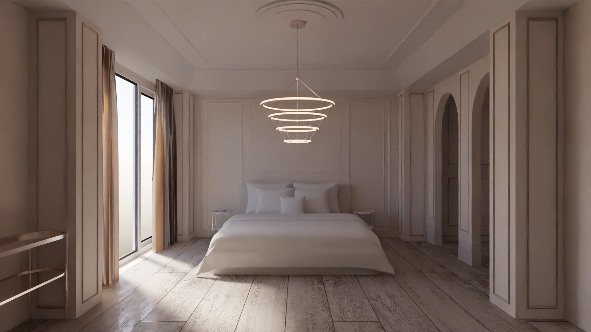 bedroom in the style of minimalist Provence 3D model_1