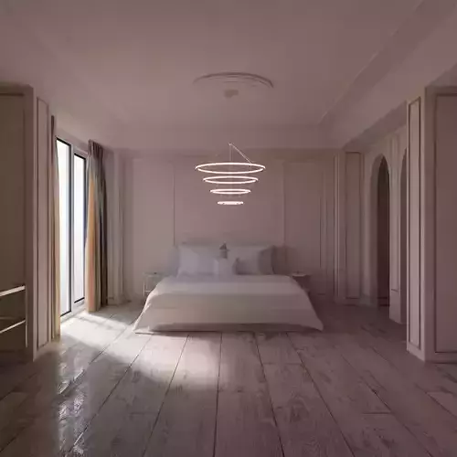 bedroom in the style of minimalist Provence