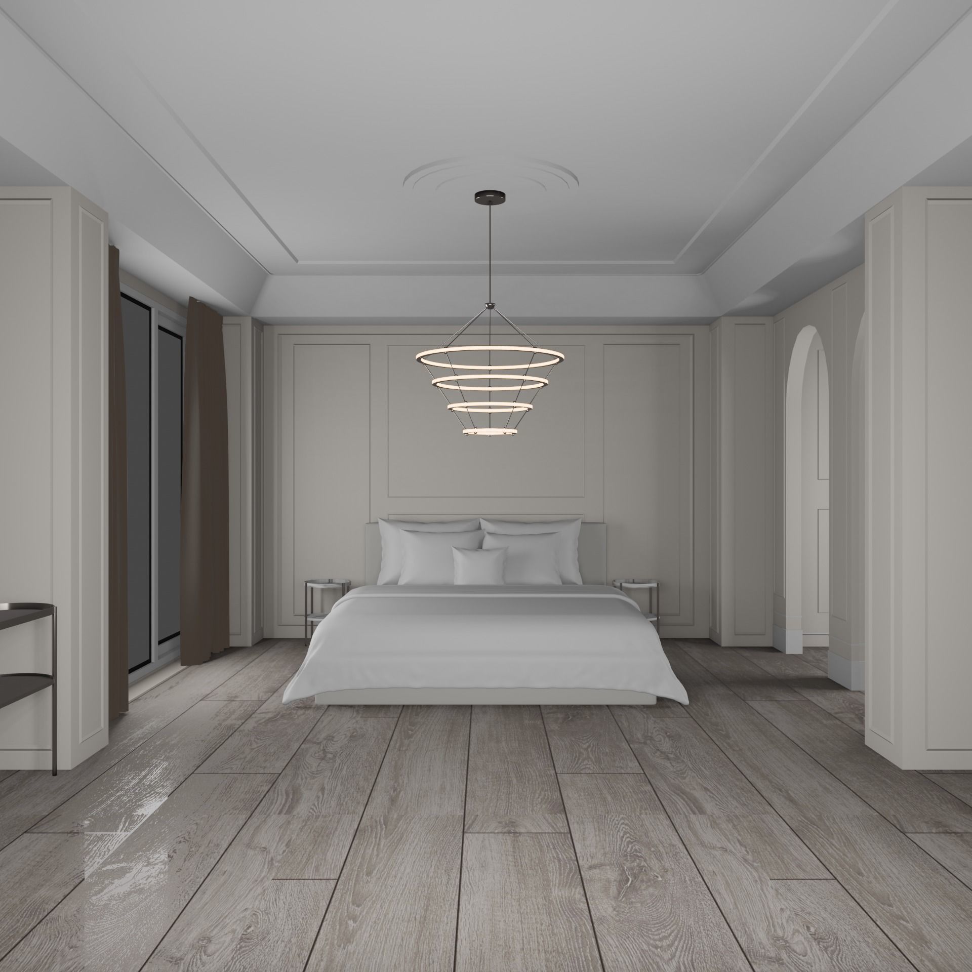 bedroom in the style of minimalist Provence 3D model_2