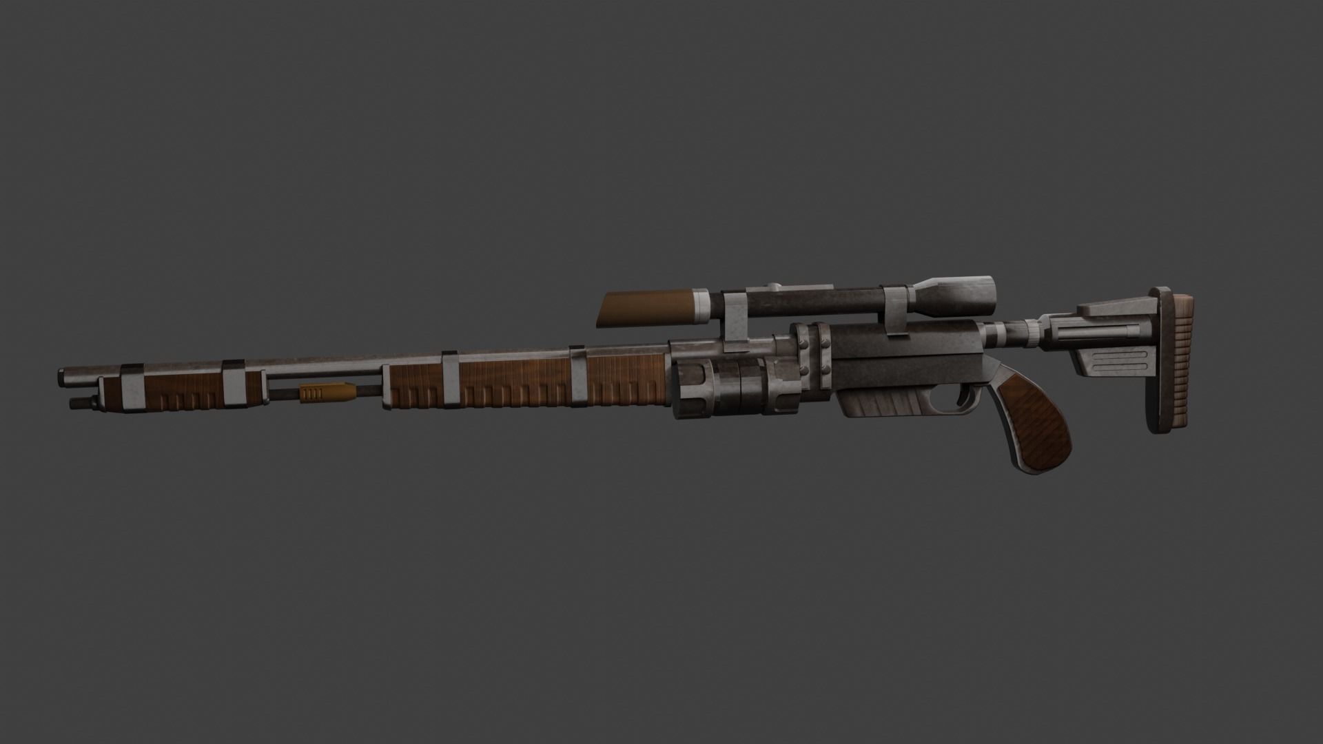 Futuristic Sniper Rifle Low-poly 3D model_4