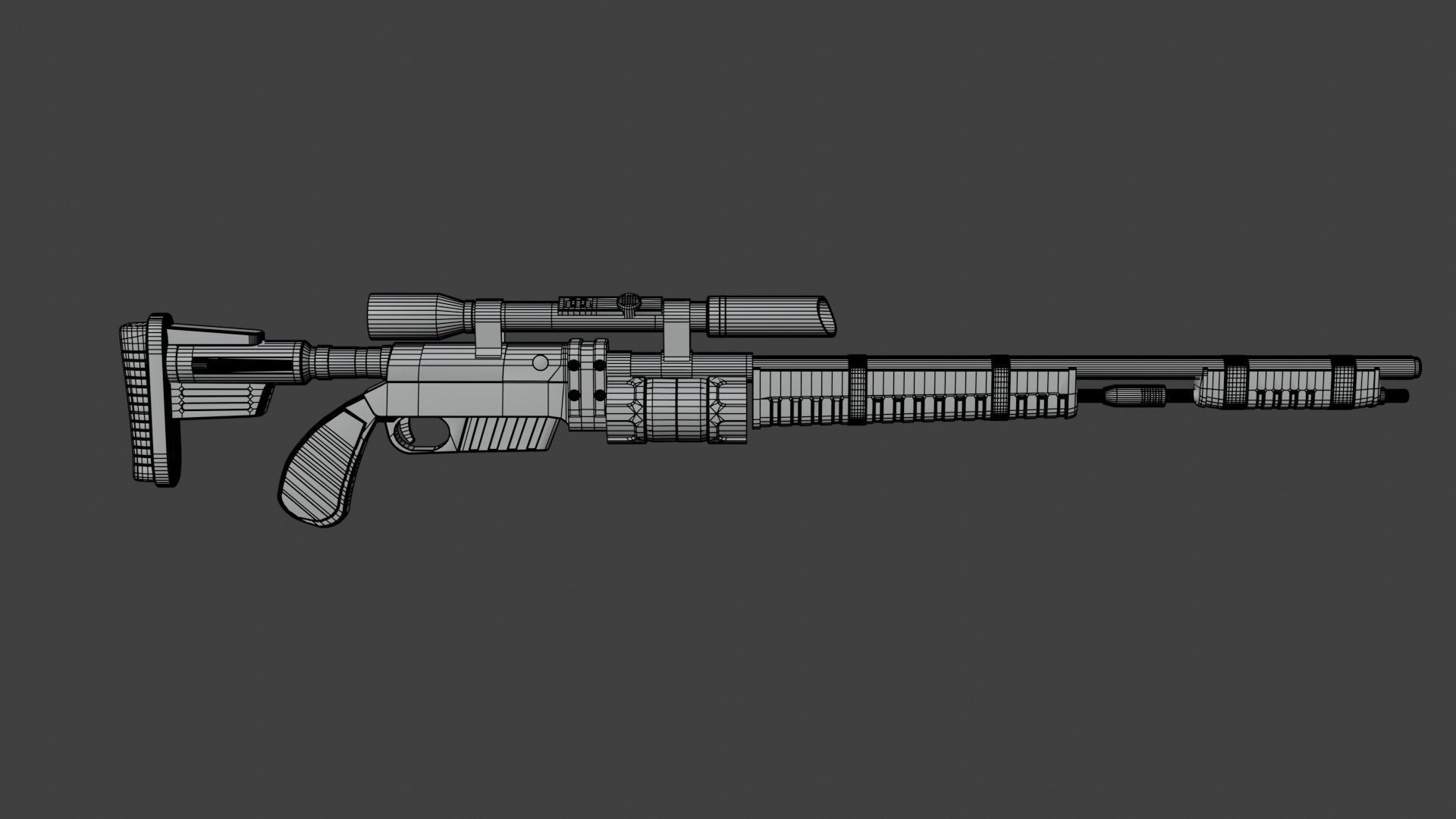 Futuristic Sniper Rifle Low-poly 3D model_1