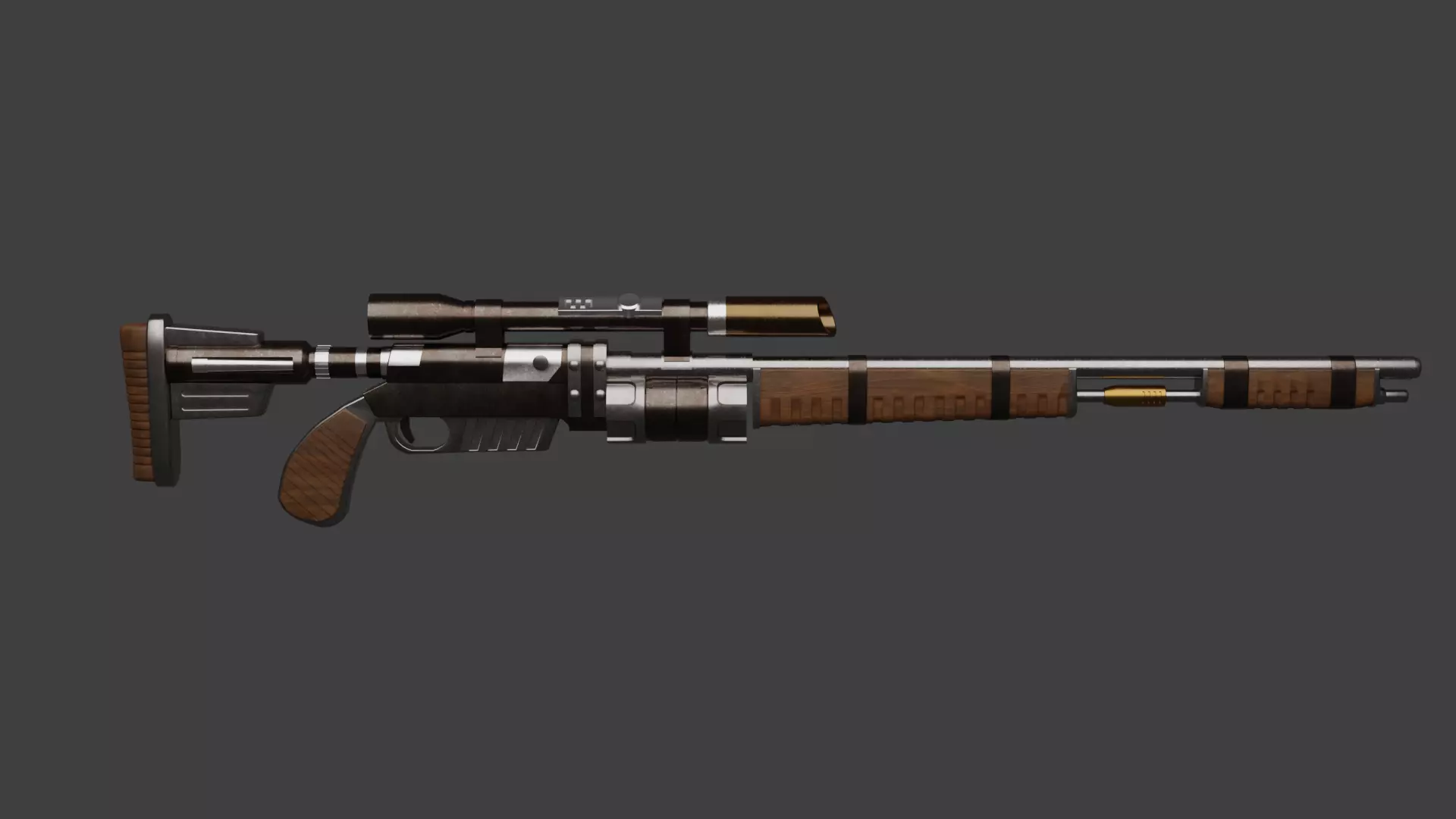 Futuristic Sniper Rifle Low-poly 3D model_0
