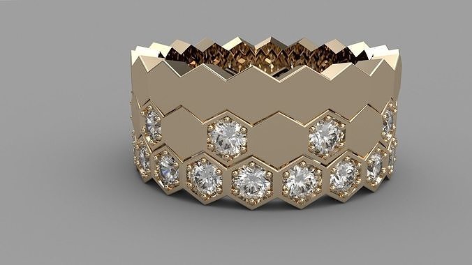 Hexagon Honeycomb strackable Rings 3D model