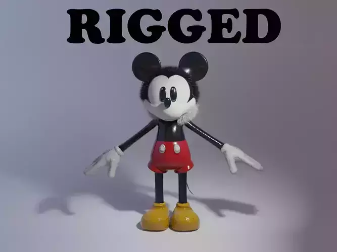 Disney Mickey Mouse cartoon rigged character PBR Low-poly 3D model
