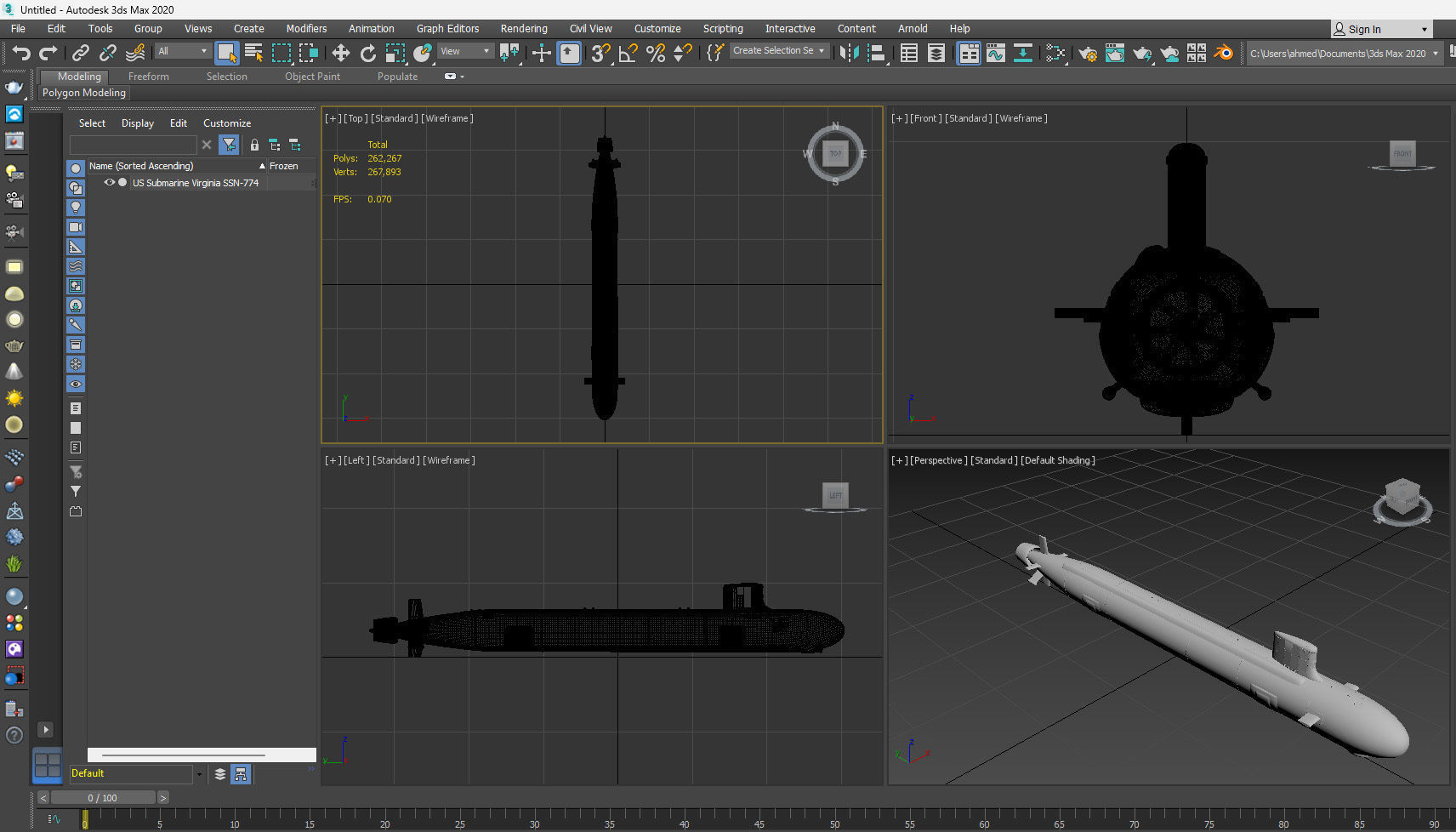 US Submarine Virginia SSN-774 Low-poly 3D model_7