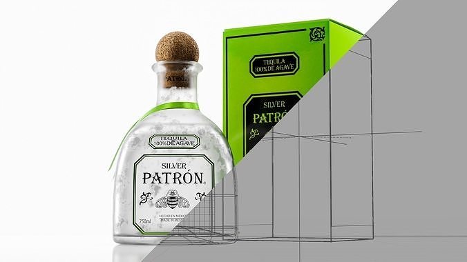 Tequila Patron Silver Low-poly 3D model 2