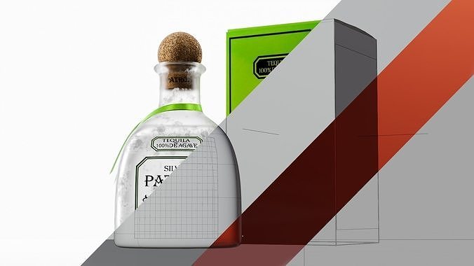Tequila Patron Silver Low-poly 3D model 3
