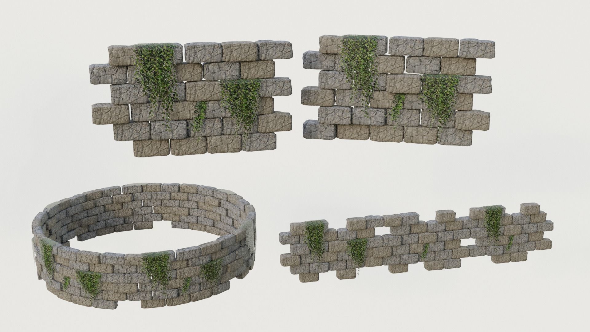 Nature map with objects Low-poly 3D model_9