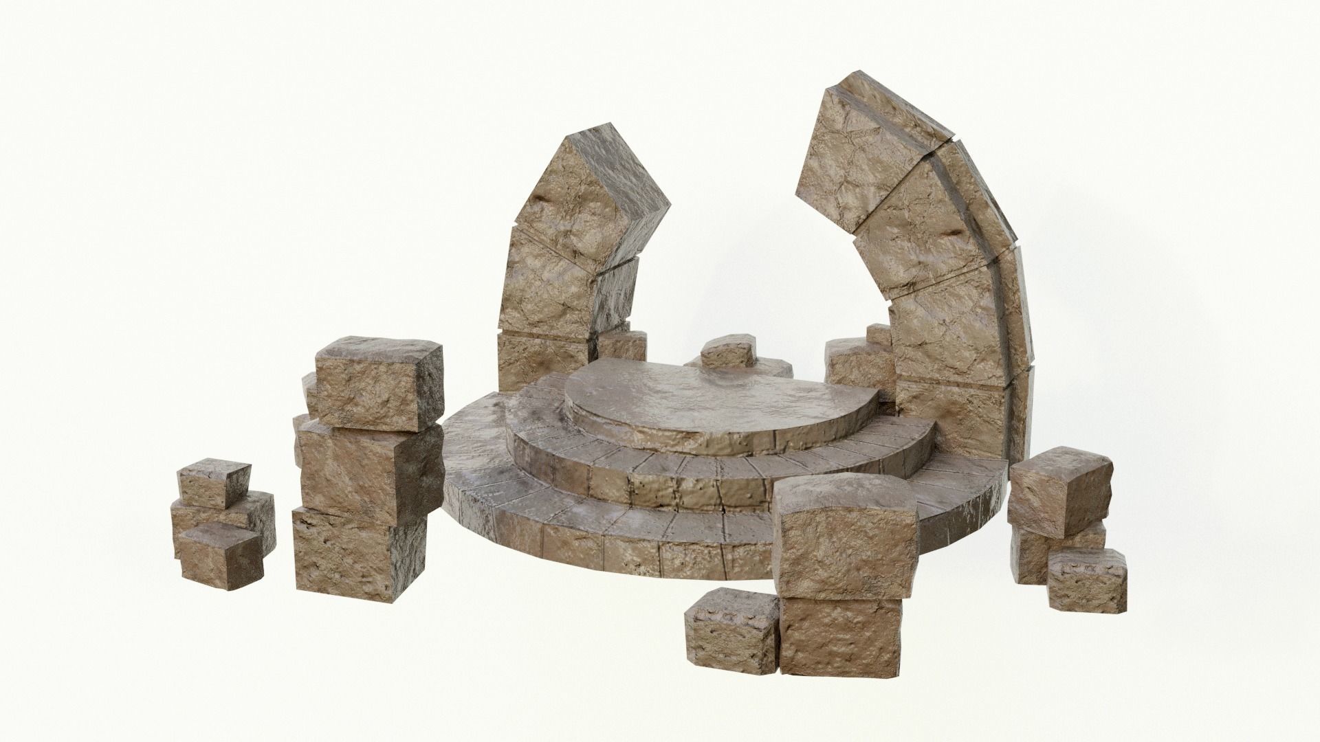 Nature map with objects Low-poly 3D model_4