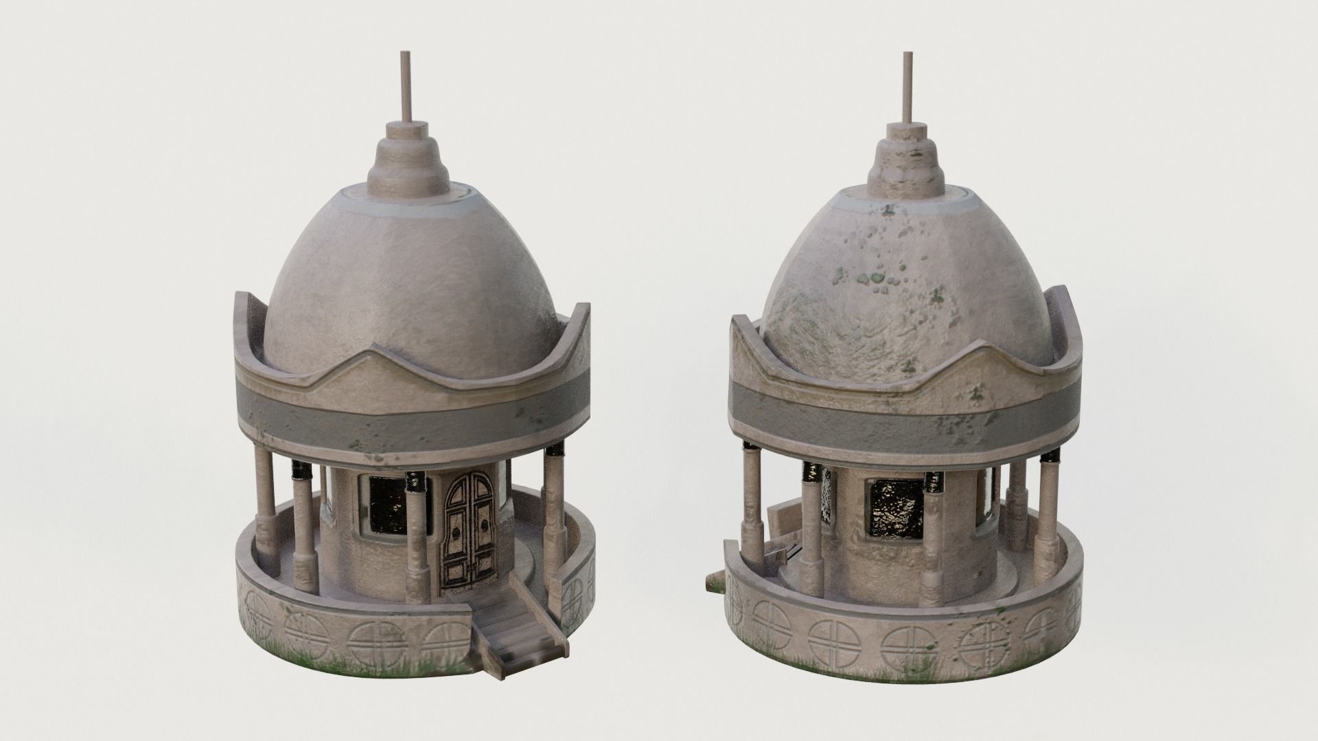 Nature map with objects Low-poly 3D model_1