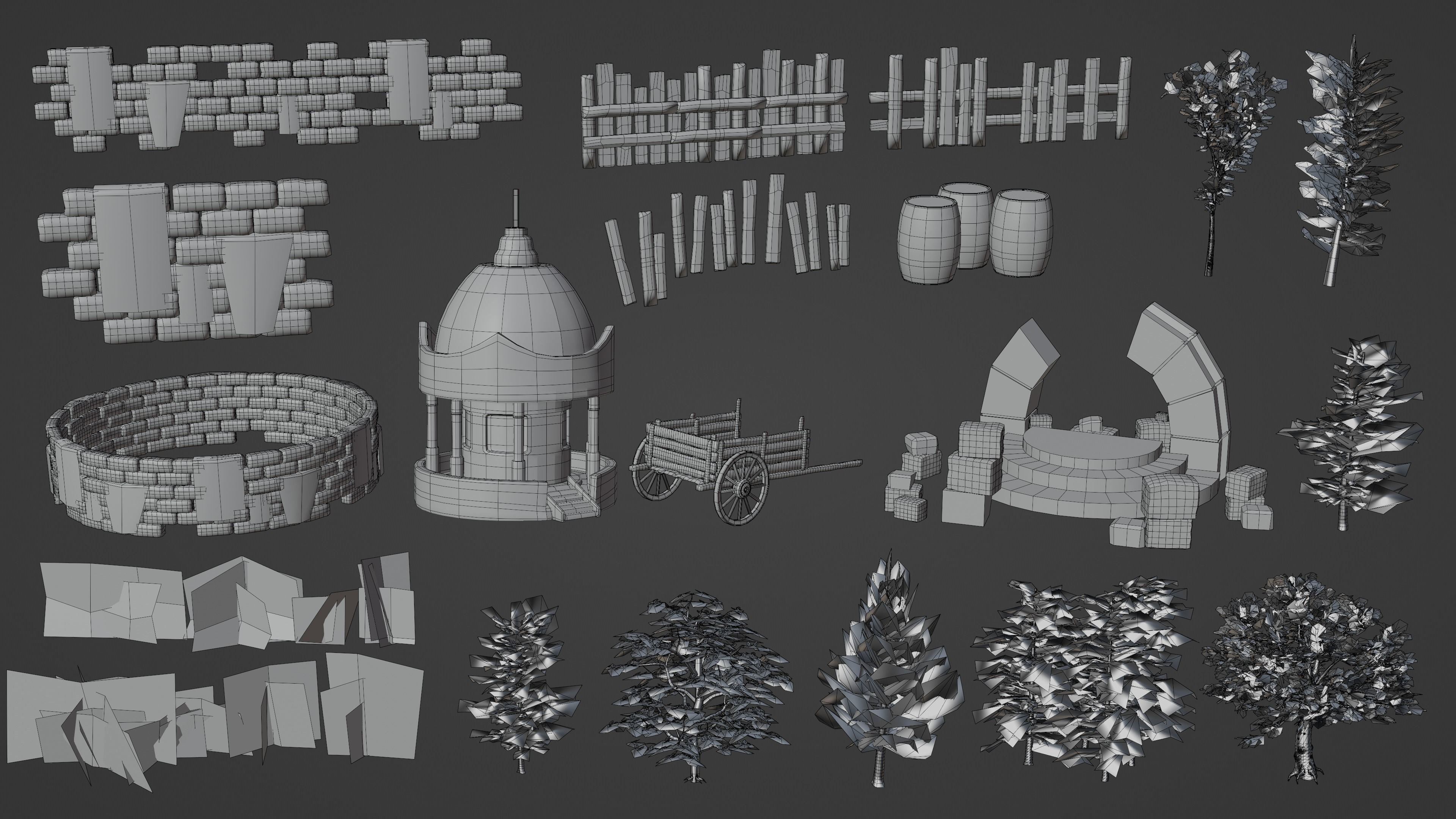 Nature map with objects Low-poly 3D model_10