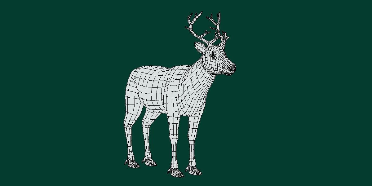 Reindeer Caribou Animal Low-poly 3D model_10