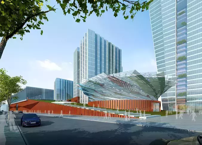 3Dmax fashion city commercial square building 431