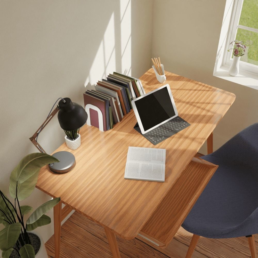 Minimalist work Table Low-poly 3D model_2