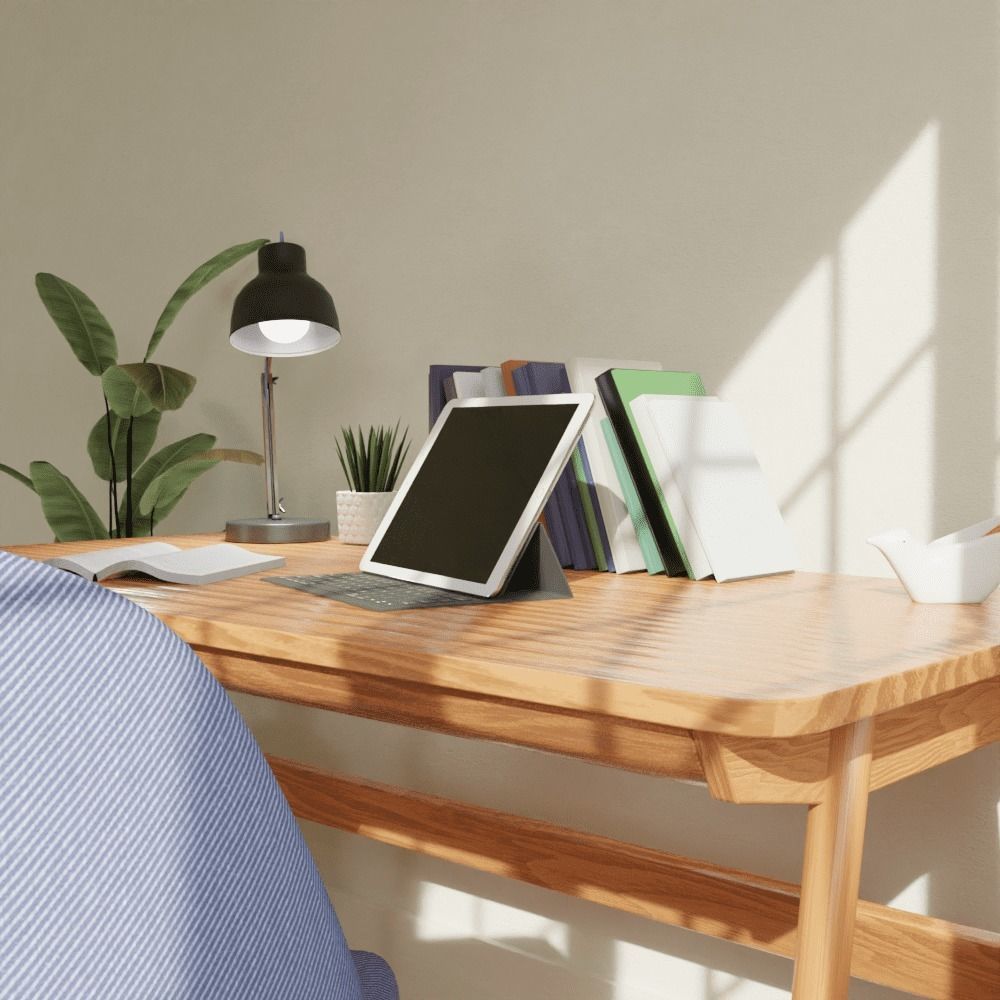 Minimalist work Table Low-poly 3D model_6