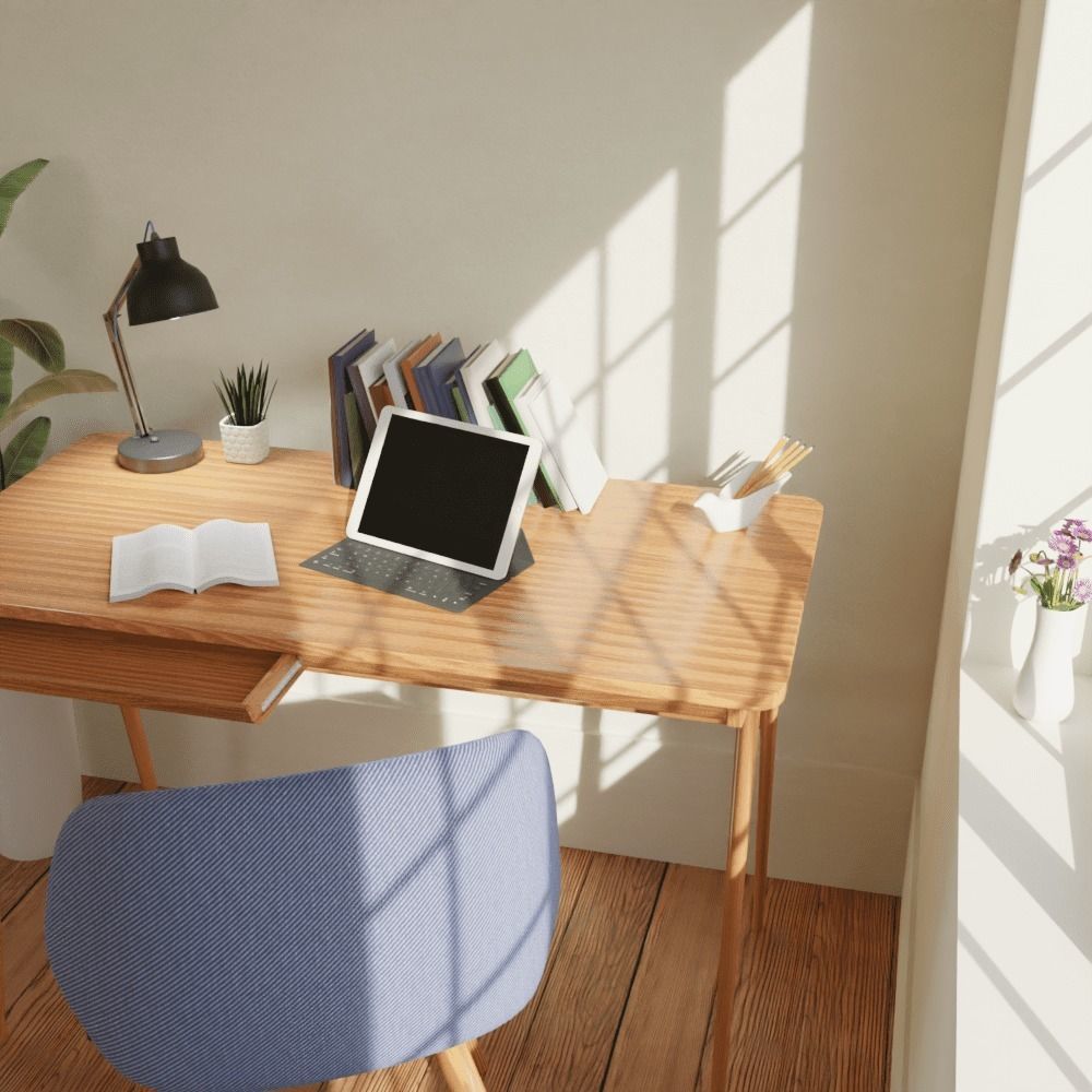 Minimalist work Table Low-poly 3D model_4