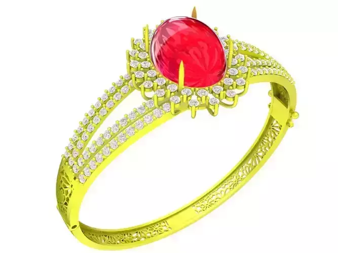 6479 Oval Ruby Diamond Women Bangle