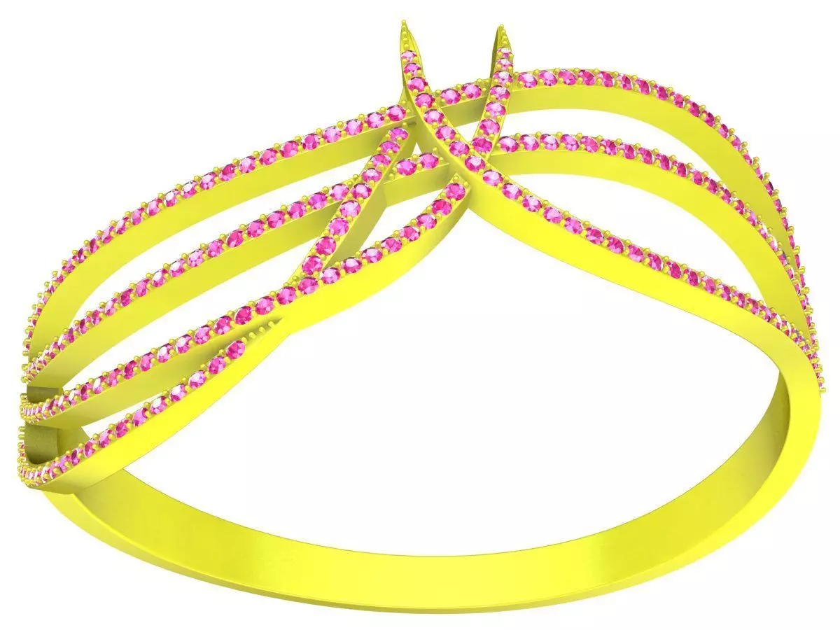 Modern Flowing Ribbon Pave Gold Ring for Women 6498 3D print model