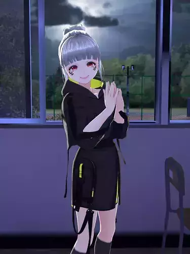 Girls anime Low-poly 3D model