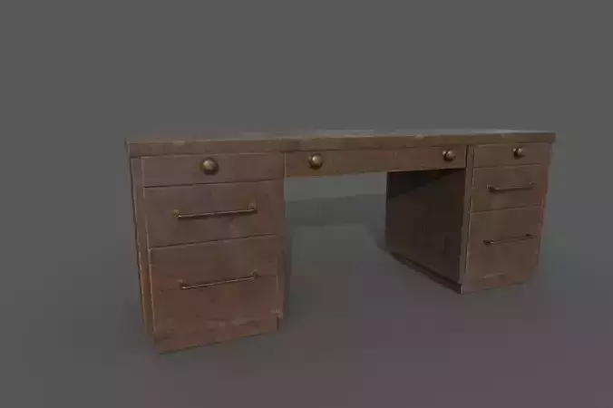 Traditional office wood desk with aging effect