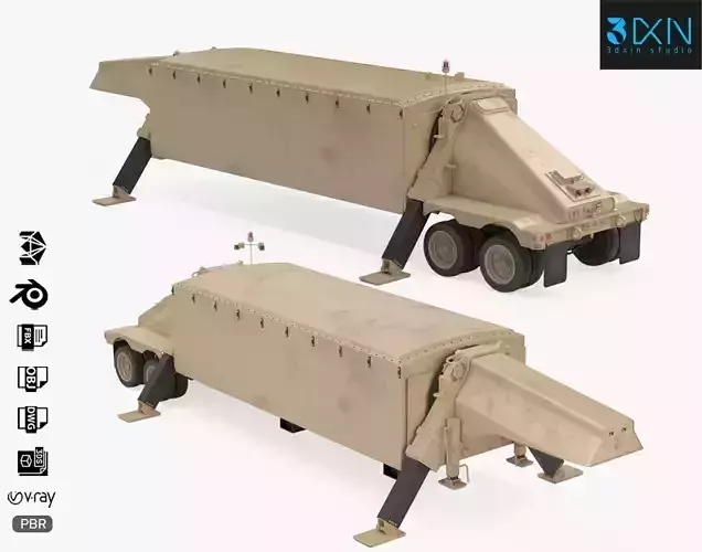 TPY2 X-band Radar of M983 Tractor Truck GMD THAAD Defense  3D model