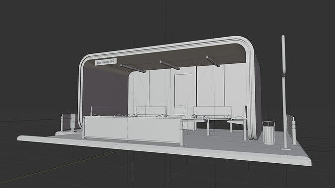 Bus stop 1 3D model 6